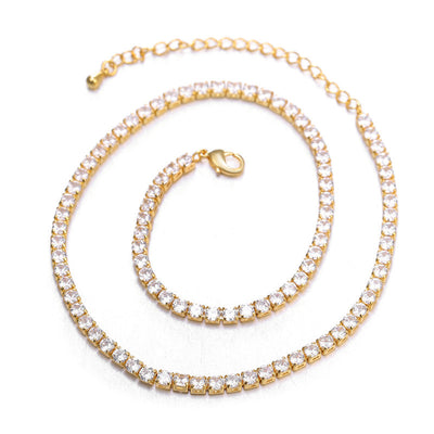 Round Zircon Short Chain Necklace For Women