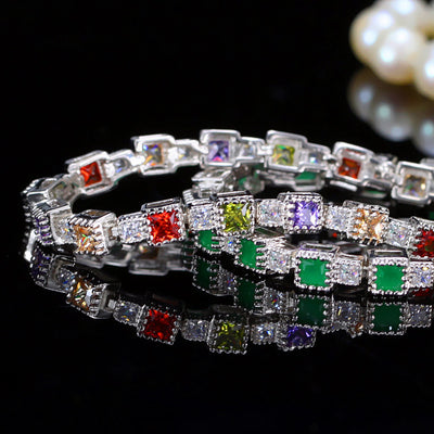 Wedding Party Multi Color Cubic Zirconia Bracelets For Women
