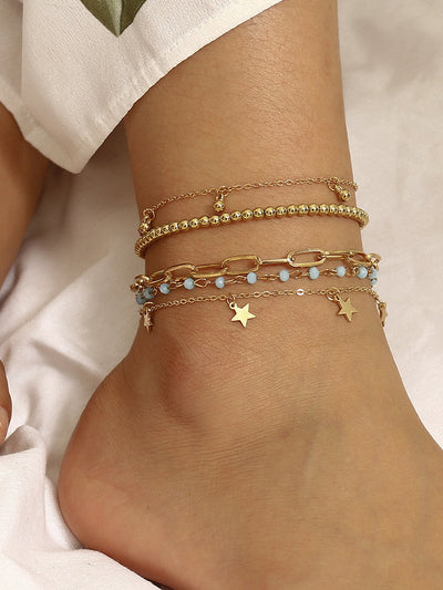 Hollow Multi-Layer Foot Ornaments Women's Anklets