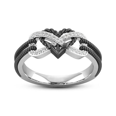 Anchor Rope Double Color Heart-shaped Wedding Rings For Women