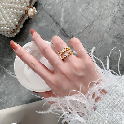 Triangle Double Index Finger Ring Women