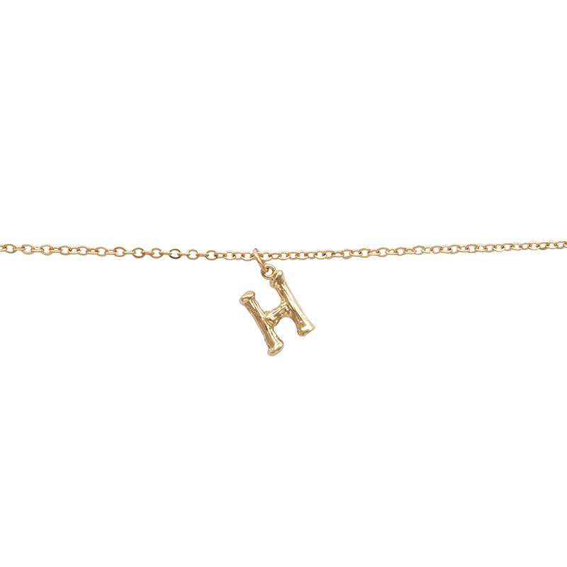 14K Gold-plated 26 Bamboo Letter Anklets