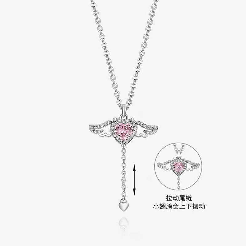 Little Wing Cupid Heart Necklace For Women