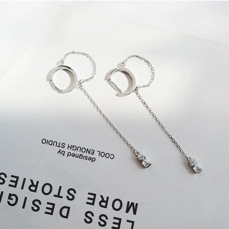 Geometric Zircon Long Tassel Earrings For Women