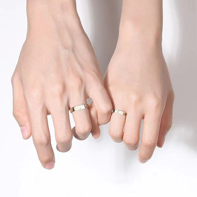 Moon Star S925 Silver Simple Student Couple Rings