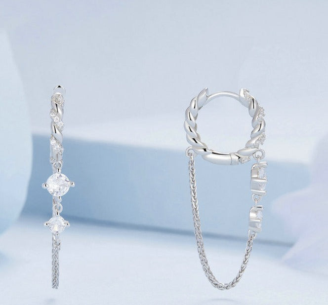 Platinum Plated Delicate Tassel Earrings For Women