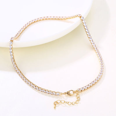 Round Zircon Short Chain Necklace For Women