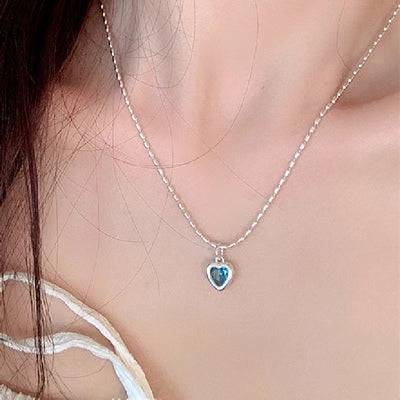 Colored Loving Heart Zircon Necklace For Women