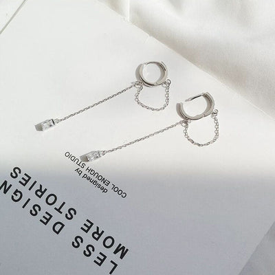 Geometric Zircon Long Tassel Earrings For Women