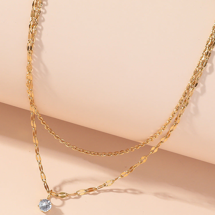 Titanium Steel Necklace With Diamond For Women