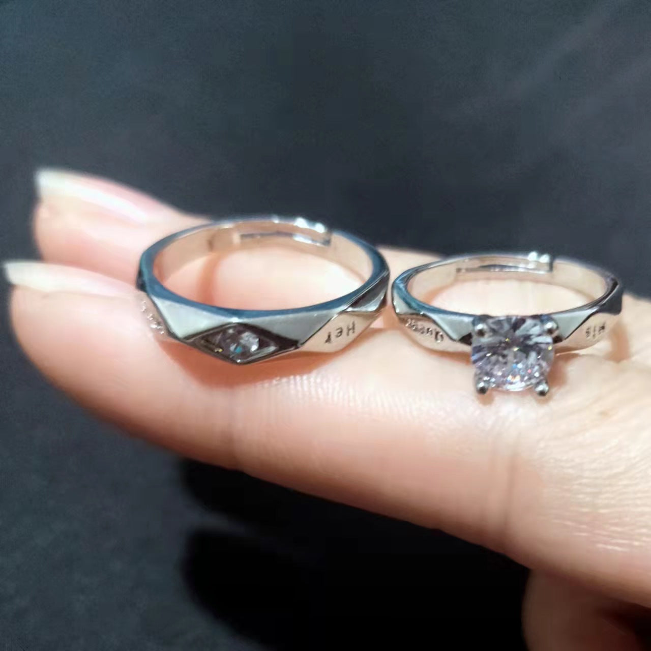 Couple Rings Open Mouth White Gold Plated Men And Women