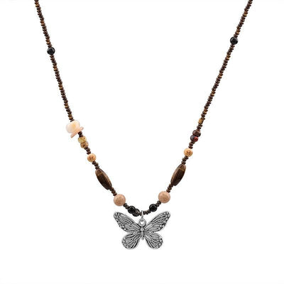 Vintage Beaded Butterfly Necklace For Women