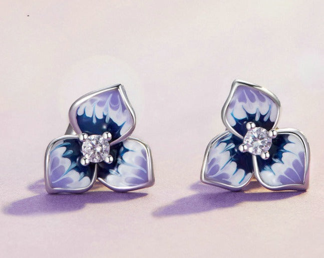 Purple Gradient Flower Earrings For Women